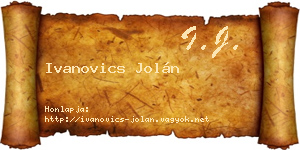 Ivanovics Jolán névjegykártya